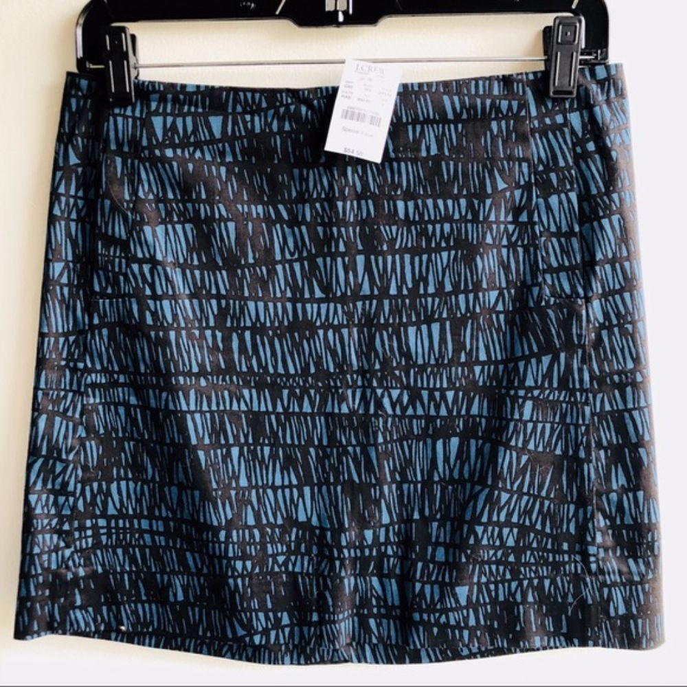 J. Crew Blue and Black Print Skirt NWT Size 2